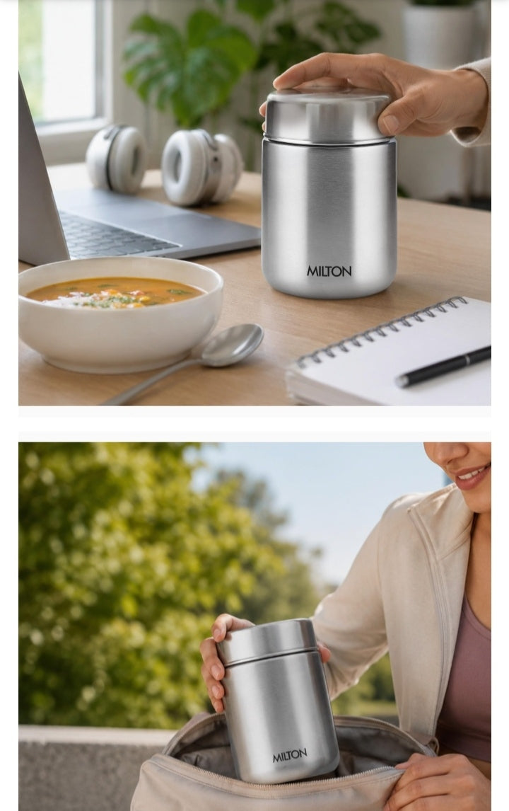 Milton Grab N Go 450 Thermosteel Vacuum Insulated Food Jar - Silver (410 ml)